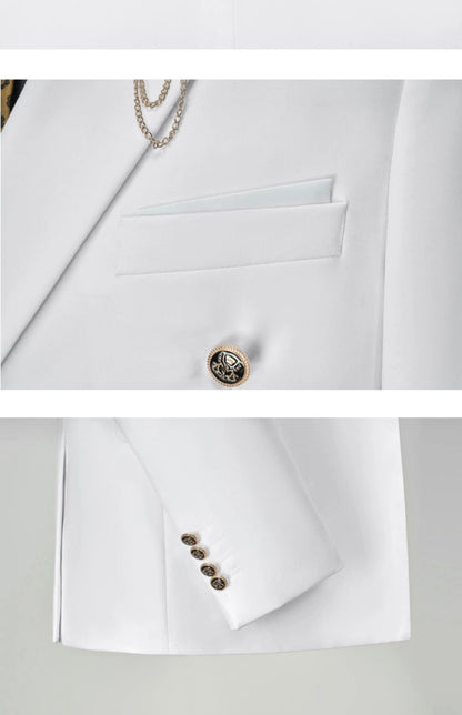 2025 Suit (Blazer+ Trousers) Men's Fashionable Gentleman Business Double-breasted British-style Banquet Host Casual Wedding Suit