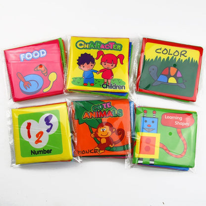 Livros de Pano Macios para Bebês com Som de Chocalho, Livros Silenciosos de Animais para Bebês, Brinquedos Educacionais de Aprendizagem Precoce para Bebês de 0 a 12 Meses, à Prova de Rasgos