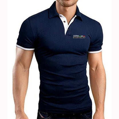 2024 Summer Men's Tanfoglio Logo Print High Quality Cotton Short Sleeve Solid Color Casual Lapel Collar Quick Drying Polo Shirts