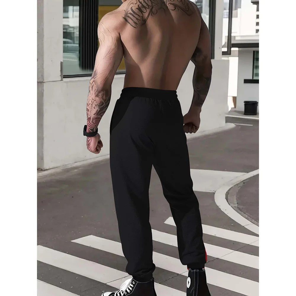 Calças Masculinas Casuais Reta Slim Fit Elástico na Cintura Jogger Coreano Clássico Azul Preto Cinza Calças Masculinas