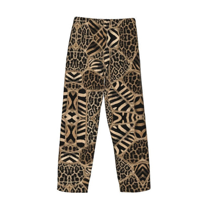 Custom Leopard Print Pajama Pants Men's Animal Skin Sleepwear Lounge Sleep Bottoms Stretch with Pockets