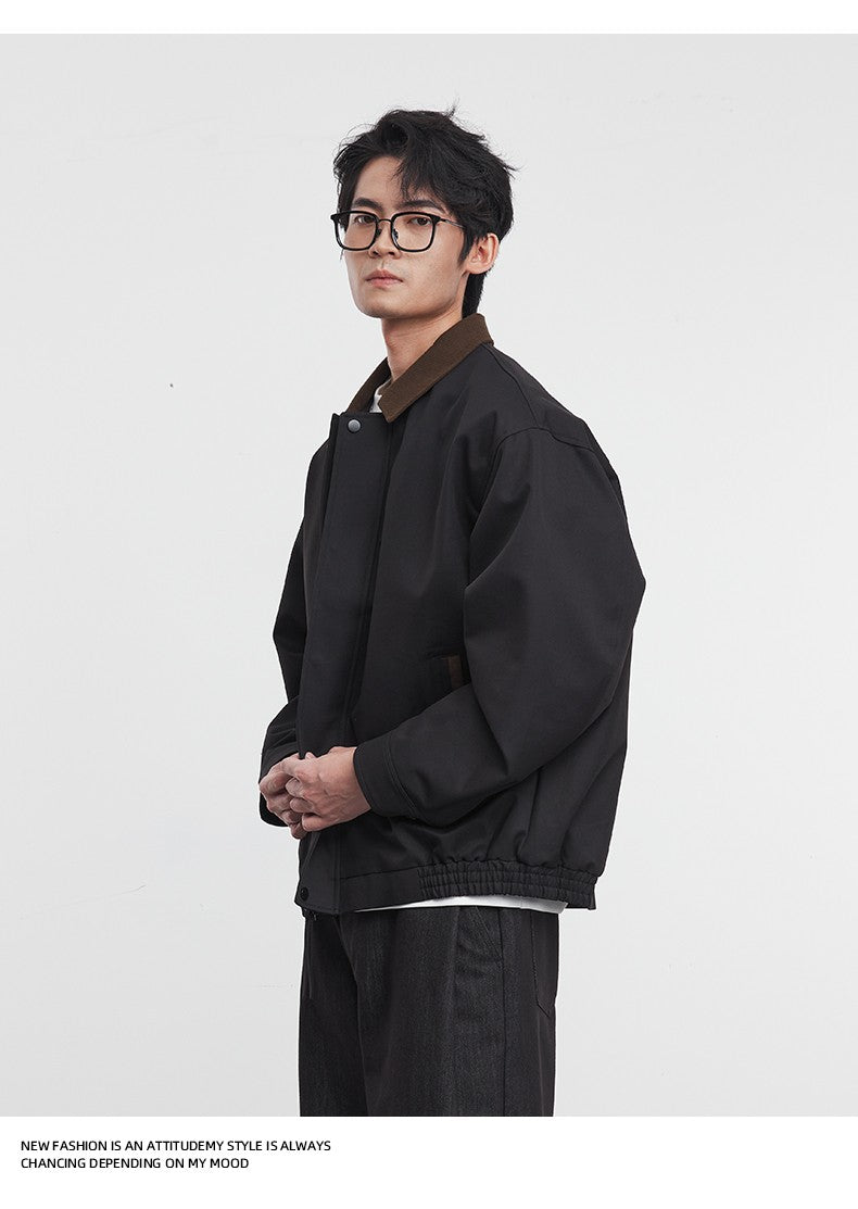 American Retro Men's Fashion Jacket 2025 Spring and Autumn New Loose Solid Color Lapel Workwear Top Men's Jacket