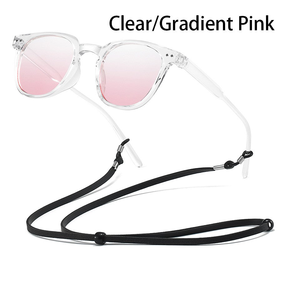 Fashion Small round Sunglasses Gradient Pink Lenses Classic Unisex Powder Blusher with Metal Nail Decoration for Women And Men