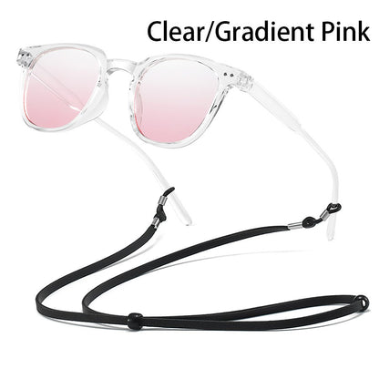 Fashion Small round Sunglasses Gradient Pink Lenses Classic Unisex Powder Blusher with Metal Nail Decoration for Women And Men