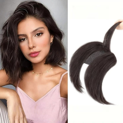 Extensão de Cabelo Invisível Sintética Presa com Grampos BB Franja Curta Reta Peruca para Mulheres Aumentar Volume do Cabelo
