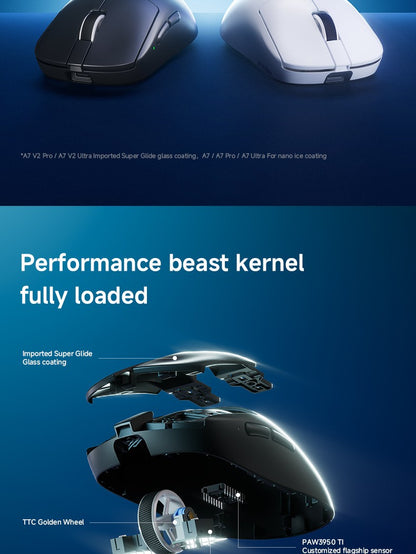MCHOSE A7 Ultra Mouse Gamer Sem Fio Sensor de Alta Precisão Pixart3950 Design Leve Taxa de Polling de 8000Hz Chip Principal Realtek