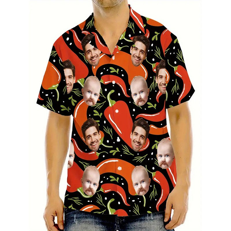 Hip Hop Beer Party Personality Custom Photo Shirt Unisex Leisure Funny Banana Pepper Pattern Hawaiian Shirts Humour Gift Shirt