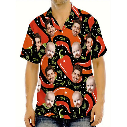 Hip Hop Beer Party Personality Custom Photo Shirt Unisex Leisure Funny Banana Pepper Pattern Hawaiian Shirts Humour Gift Shirt