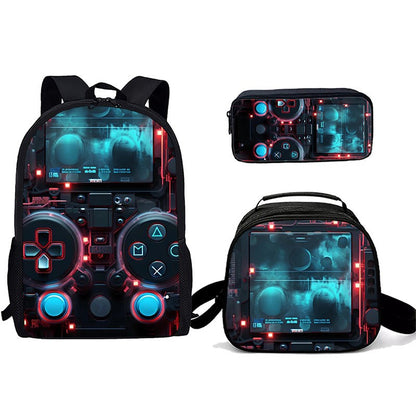 Desenho animado Popular console de jogos pad Impressão 3D 3pçs/Conjunto Mochilas Escolares de Estudante para Laptop Mochila Daypack Bolsa Transversal de Almoço Estojo de Lápis