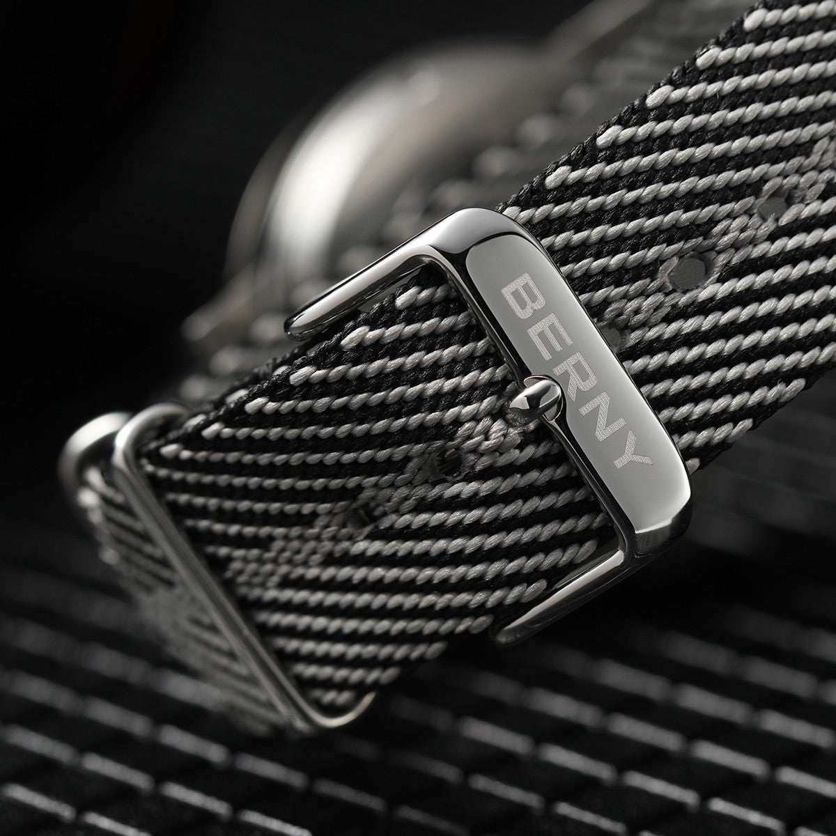 BERNY Automatic Watch Men 40mm Luminous Railway Time Dial MIYOTA 8215 Nylon Strap Sapphire 50M Waterproof Men's Mechanical Watch