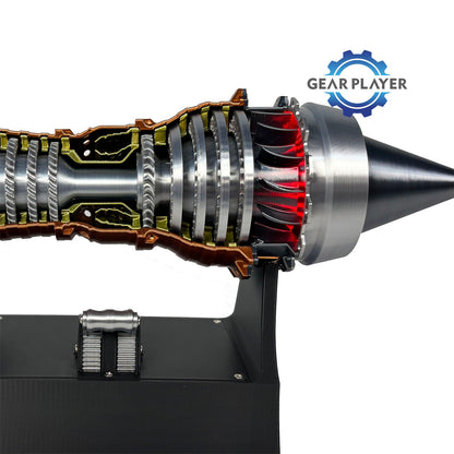 Kit de Modelo de Motor Turbojato com Velocidade Ajustável e Simulação de Chama Traseira para Montagem DIY e Projetos de Ciência