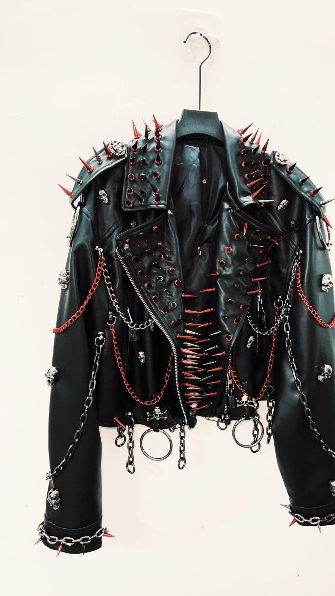 vintage Leather jacket Gothic Leather jacket Punk Leather jacketoversizeLeather jacket Rivet Leather jacket skull Leather jacket