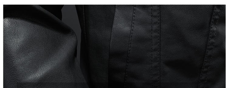 Men's Lapel Leather Jacket Autumn Oversized Slim Motorcycle Riding Suit Winter Thickened PU Leather Waterproof Work Clothes
