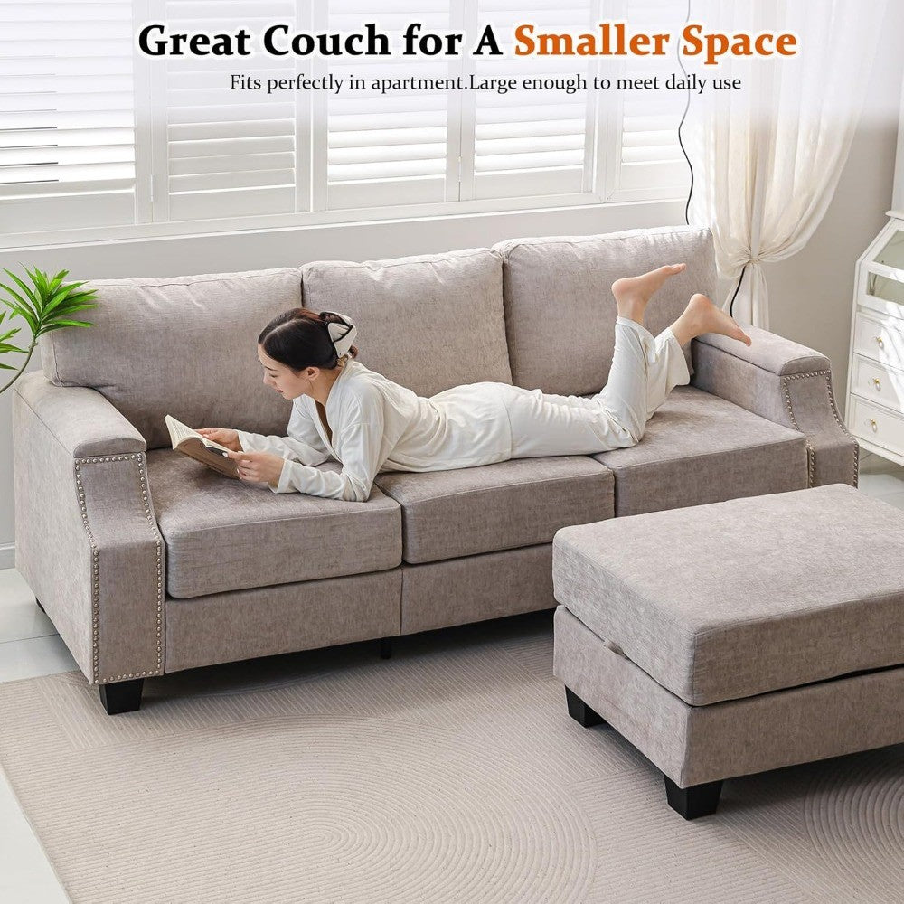 85" Sectional Couches with Storage Ottoman,L Shaped Couch with ,3-Seater Sofa,Thick Cushions,Small Sofas