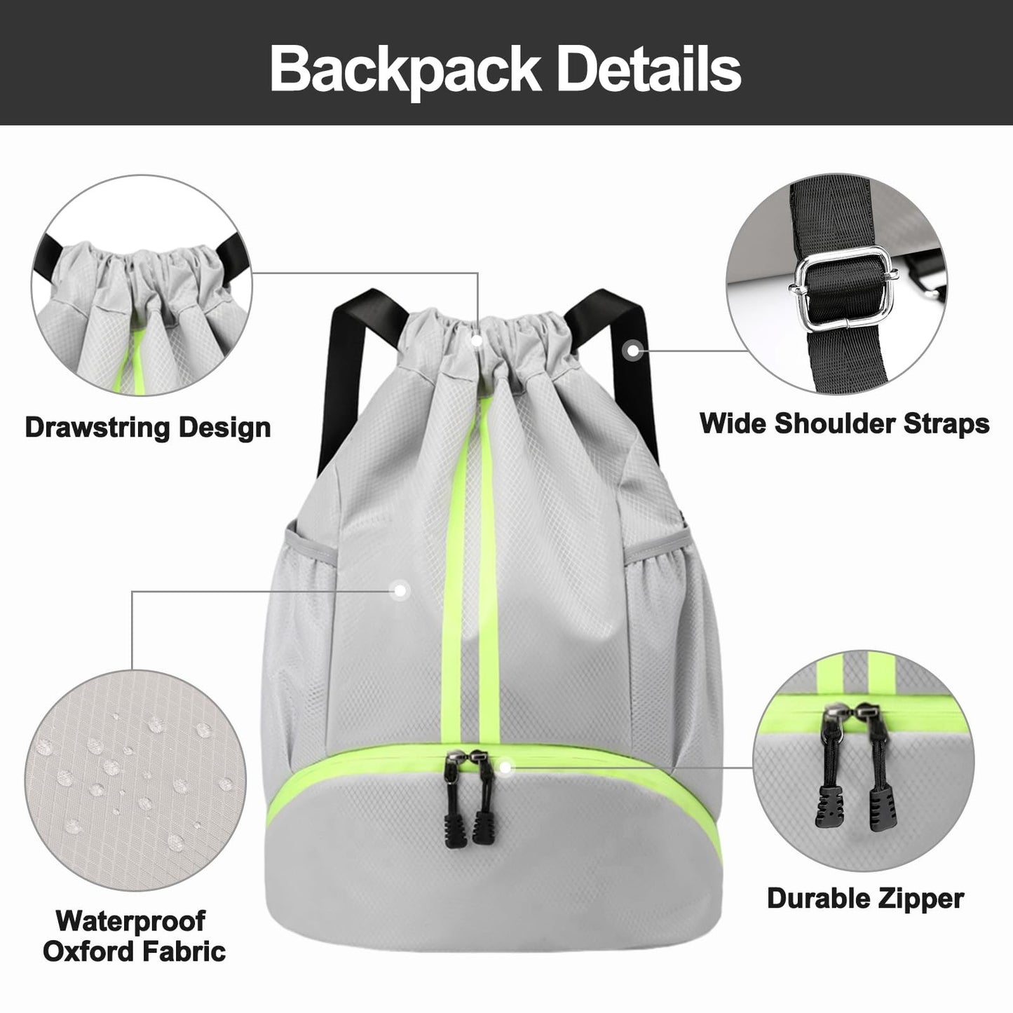 Basketball bag swimming bag Drawstring Backpack fitness Gym Bag with Shoes Compartment Sports Dry Wet Separation Storage Bag