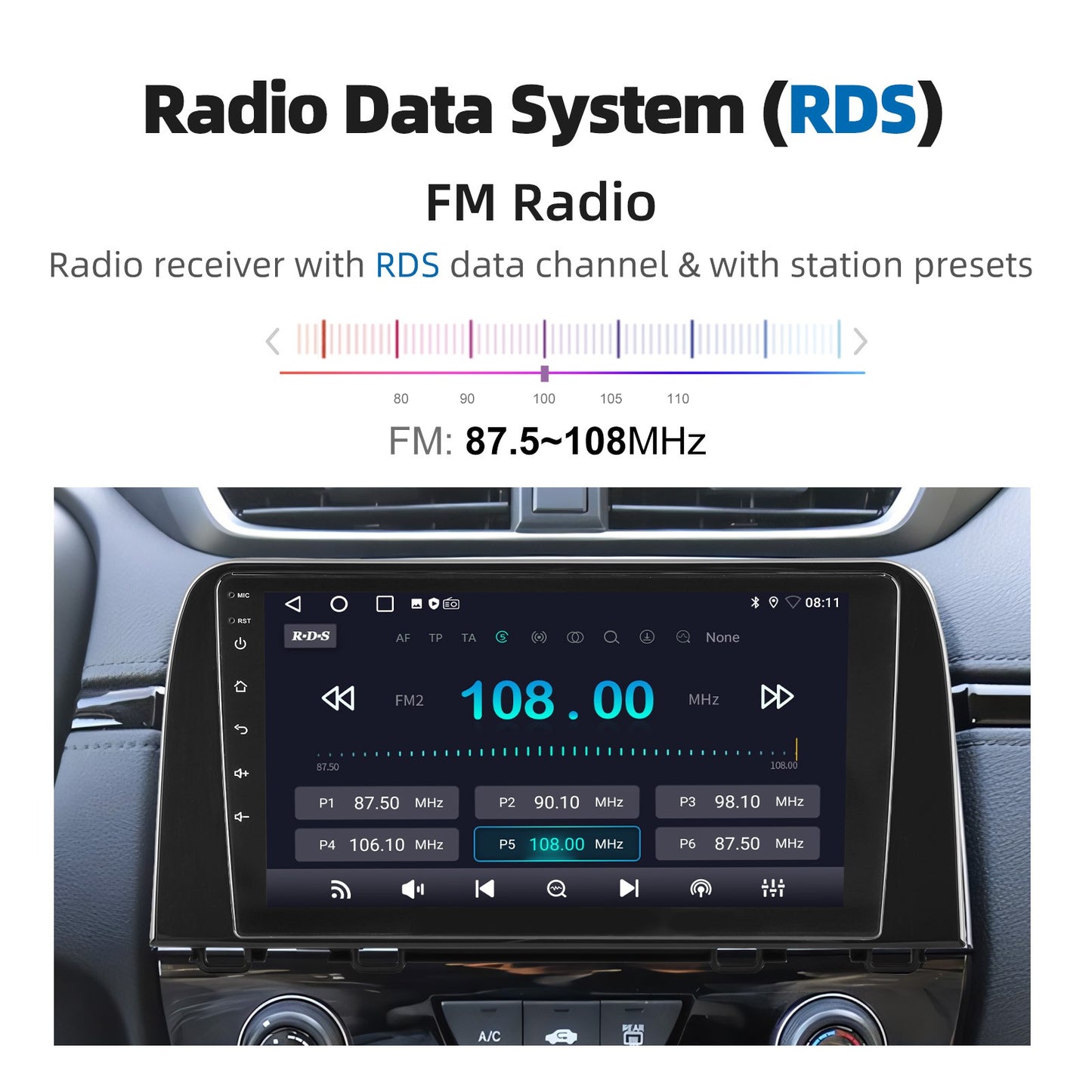 Para Honda CRV CR-V 2017-2021 CarPlay Android 14.0 Aparelho de Som Automotivo Rádio GPS Navegação Bluetooth WiFi 2+32GB Unidade Principal SWC ASP FM/RDS