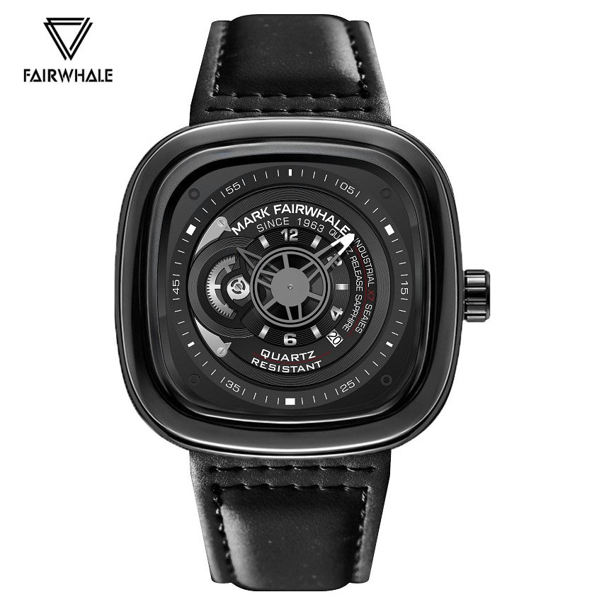 Mark Fairwhale Fashion Watch For Men Casual Leather Strap Quartz Watch Sports Waterproof Square Wristwatch Man 2025 Hot Sale