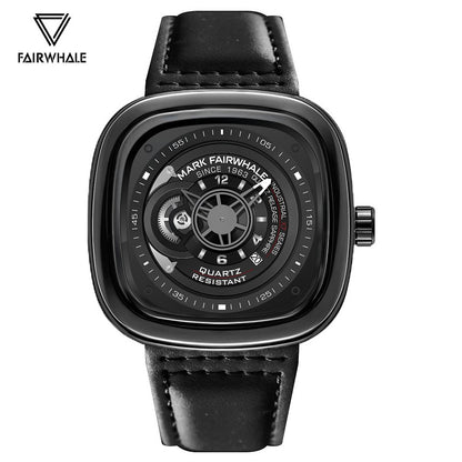 Mark Fairwhale Fashion Watch For Men Casual Leather Strap Quartz Watch Sports Waterproof Square Wristwatch Man 2025 Hot Sale