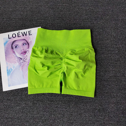 Yoga Shorts Peach Hot Girls Three-Cross Pants High Waist Knitted Pressure Running Sport Elastic Belly Lifting Butt Tight Pants