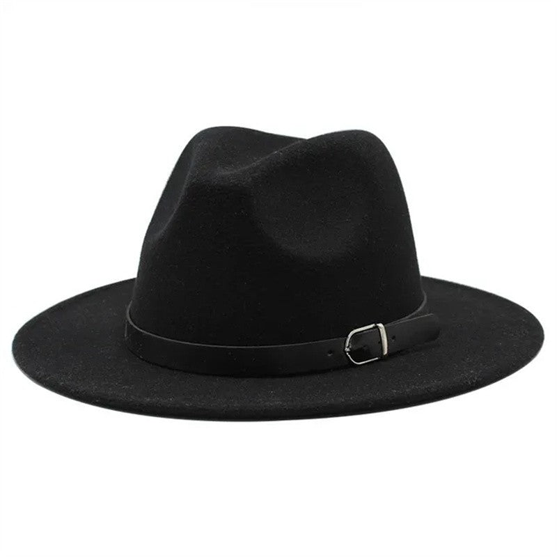 Men's fedora hat Men's and women's universal solid color fedora hat Women's 21 color wide brim jazz hat Autumn and winter Britis
