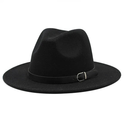 Men's fedora hat Men's and women's universal solid color fedora hat Women's 21 color wide brim jazz hat Autumn and winter Britis