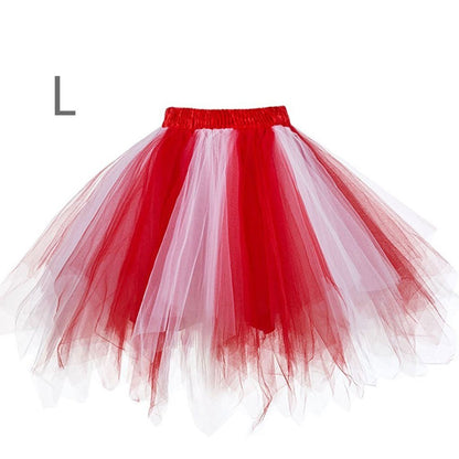 Princess Midi Fairy Tulle Skirt Pleated Dance Tutu Skirts Womens Lolita Petticoat Jupe Tulle Femme Party Puffy Skirts Adult
