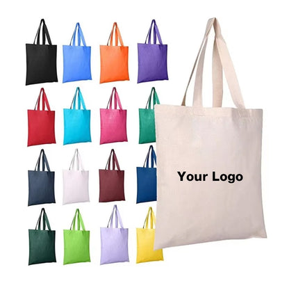 Atacado a Granel 100 peças/lote Saco de Algodão Reutilizável Sacolas de Lona Personalizadas com Logotipo