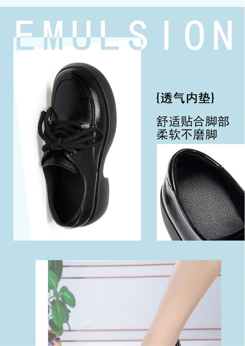 Soft Leather Uniform Shoes Female British Girl Japanese Wild Black Retro Mary Jane Shoes Lolita Platform Shoes Low Anti-slip