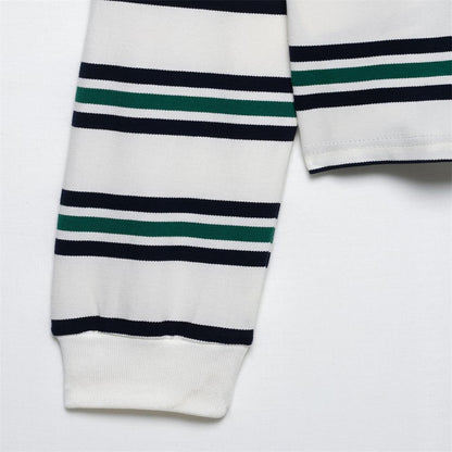 UNIZERA 2025 Women's Long - Sleeve Striped Polo - style Shirts in Burgundy and White with Contrasting Collars for a Casual Look