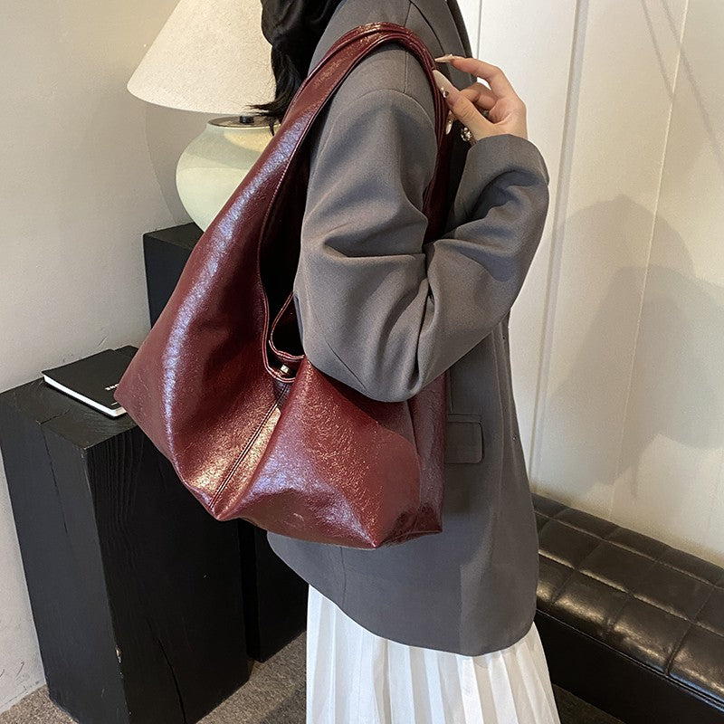 LEFTSIDE Design Large PU Leather Hobo Underarm Bags Lady Winter Shoulder Bag for Women 2024 New Trend Y2K Handbags and Purses