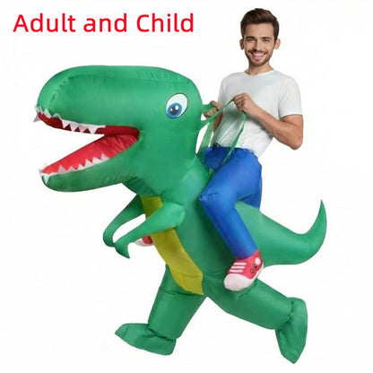 Adult & Child Inflatable Dinosaur Costume Rideable Tyrannosaurus Rex Air-Filled Fun Costume for Masquerade Parties & Halloween