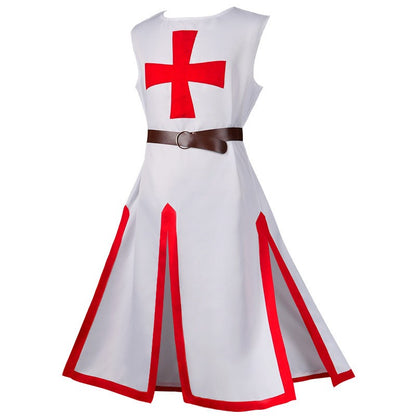 2025 Euro-American Halloween Medieval Knights Templar Cos Robe with Belt with Men & Women,Ball Party Performance Costume Unisex