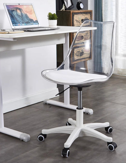 Rotating Computer Chair Dressing Transparent Plastics Elevated Move Rotating Chair Writing Desk Home Bedroom Desk Office Chair
