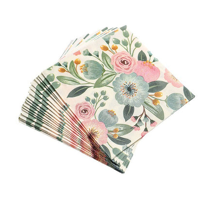 20 pieces per pack of Ins-style gentle country flower napkins, Western cuisine afternoon tea baking decoration paper placemats,