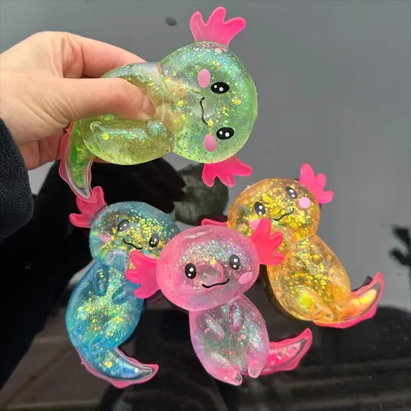 Glitter Salamander Maltose Fidgets Toys Squishy Malt Sugar Stretchy Axolotl Fun Squeeze Birthday Supplies Anti-Anxiety Gifts