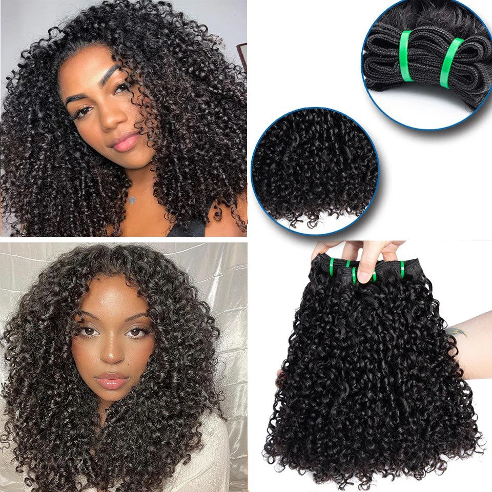 15A Pixie Curls Bundles Kinky Curly Cabelo Humano 3/4 Bundles Deal 100% Cabelo Cacheado Virgem Cru Bundles de Cabelo Extensão de Cabelo Trama Dupla