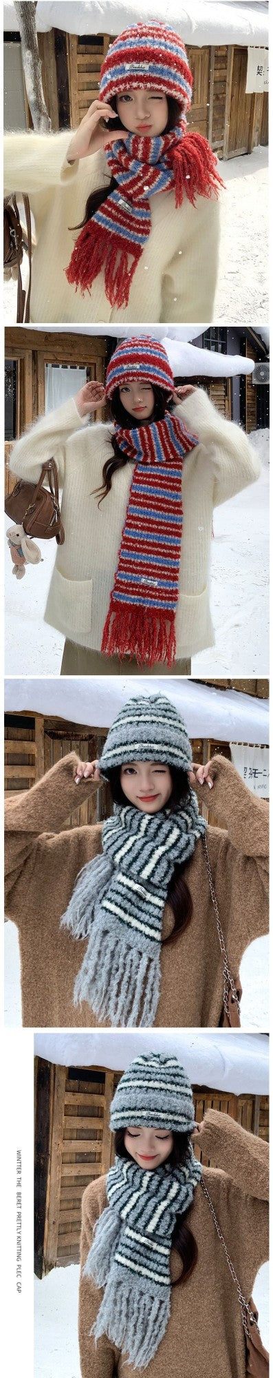 Rabbit Fur Hat  New Autumn Winter Style Warm Beanie  Large Head Circumference Jacquard Elegant Bucket Hat  Women 56-58CM