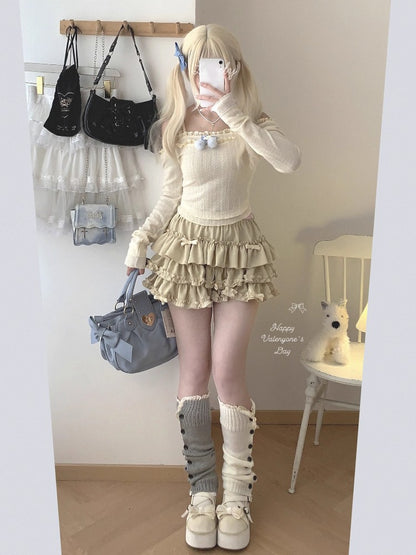 Y2K Sweet Ruffles Mini Skirt Women Kawaii Lolita Bow A Line Skirts Harajuku Japanese Cute High Waist Pink Blue Cake Skirt