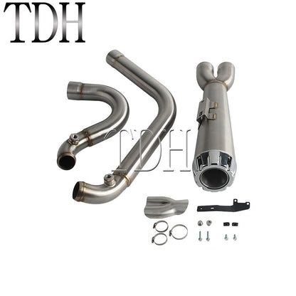 2-into-1 Exhaust Mufflers Drag Pipe Slip On Muffler System For Harley Dyna Wide Glide Super Glides Street Bob Low Rider FatBob