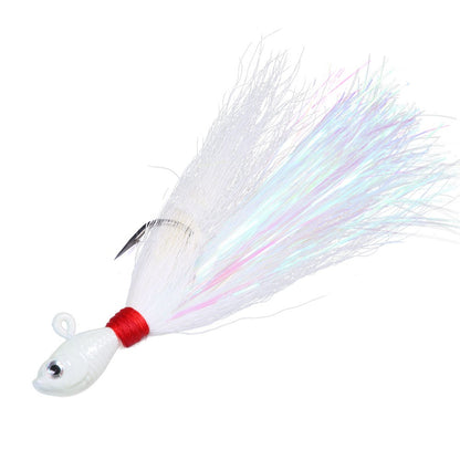 Jigs de Bucktail Cabeça Anzol Olhos 3D Isca 7g 14g 28g 56g Pelo de Veado Pena Anzol Barba Isca de Jigging Pesca