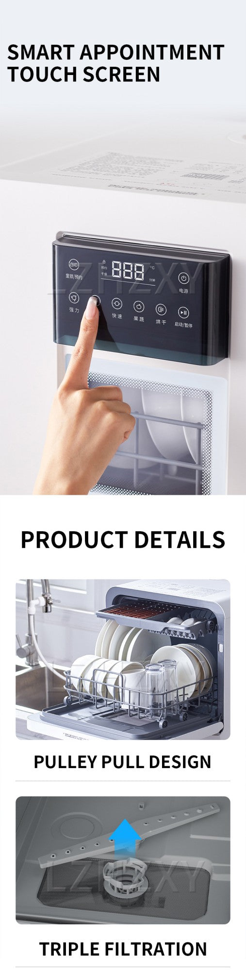Tabletop Dishwasher Speed,Baby-Care,ECO&Dish Washer for Dorm,RV&amp Food grade high temperature resistant liner