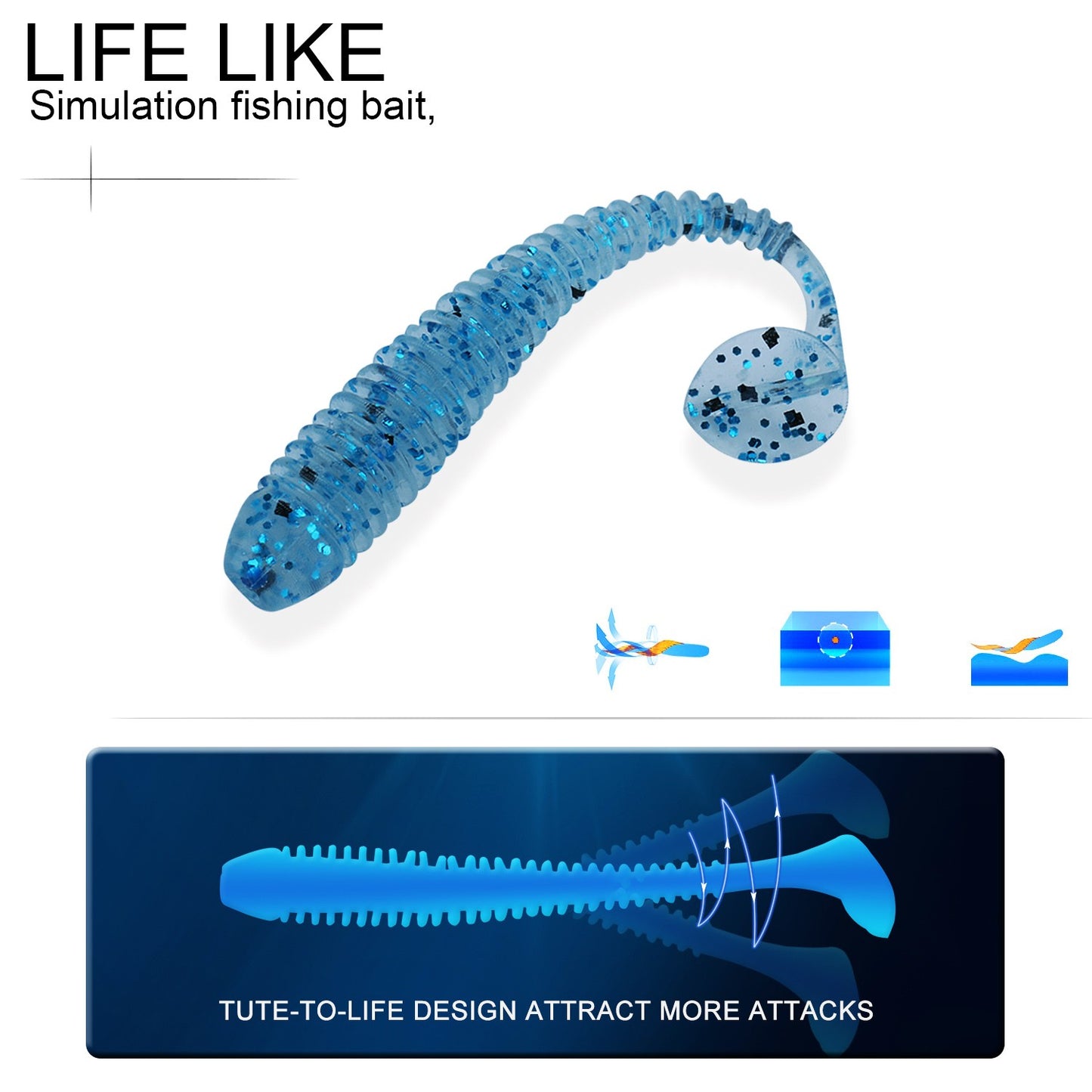 Sougayilang 10/50/100PCS Iscas Macias 5cm 0.6g Iscas Artificiais Realistas Wobblers Iscas Macias Silicone Carpa Pesca Iscas Macias