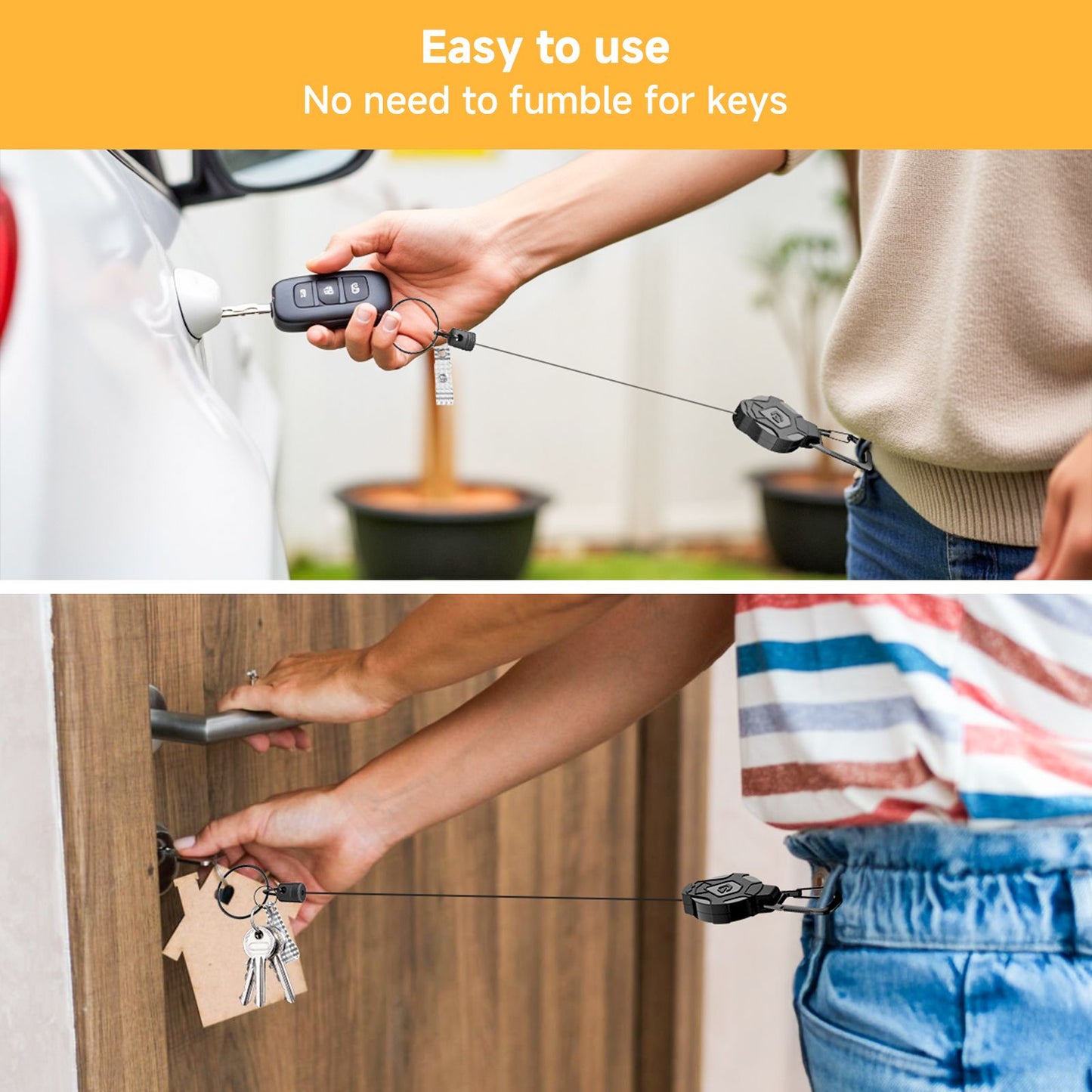 GITFOS Retractable Keychain Heavy Duty Tactical ID Badge Reel Strap Holder With Phone clip fastener Retractable Cord KeyRing