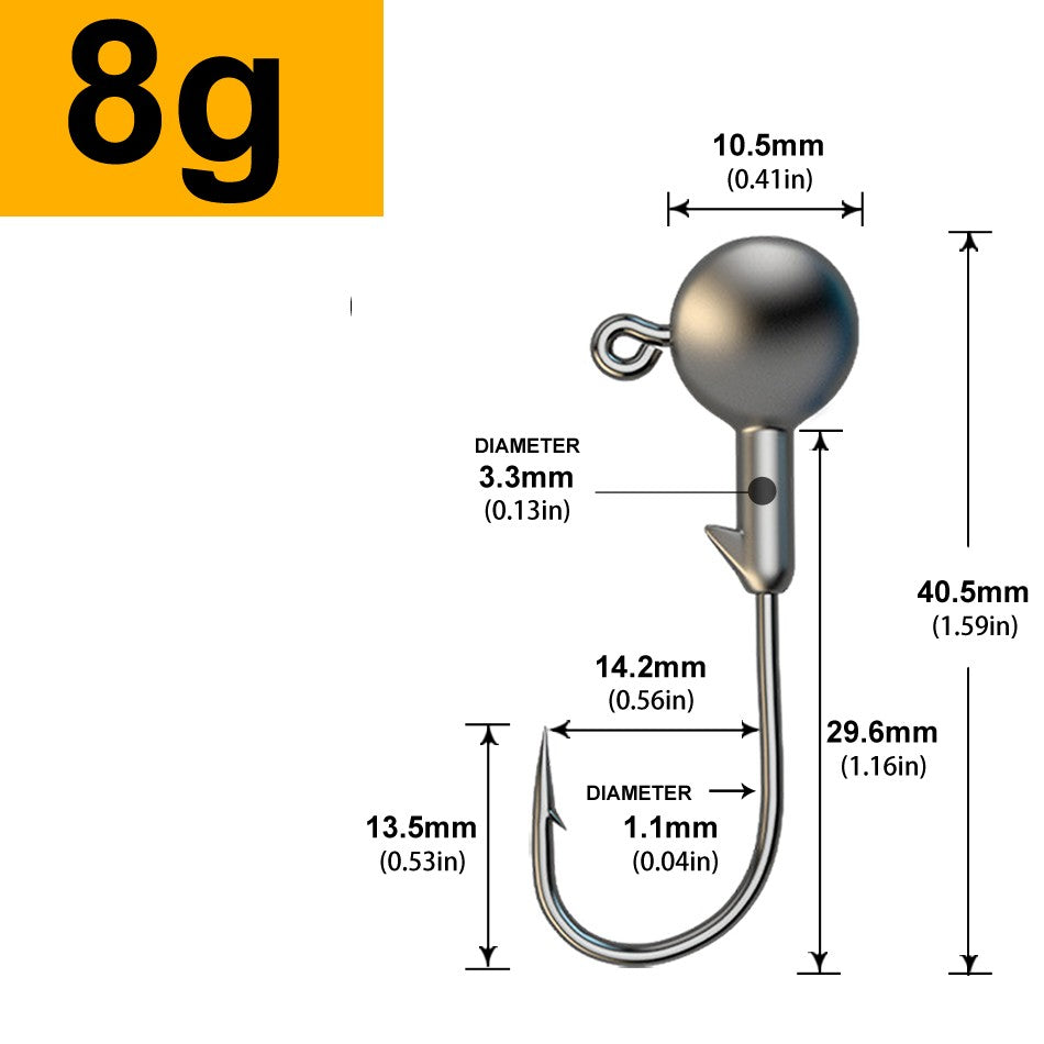 MrLurion 30pçs 1g 2g 3g 5g 10g 14g 18g 22g 25g 28g Anzol tipo jig head, anzol redondo para iscas soft e crank