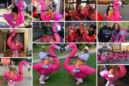 Flamingo Adult Inflatable Suit, Funny Party Costume, Halloween/Christmas/Themed Cosplay, Suitable for Heights of 150-190cm