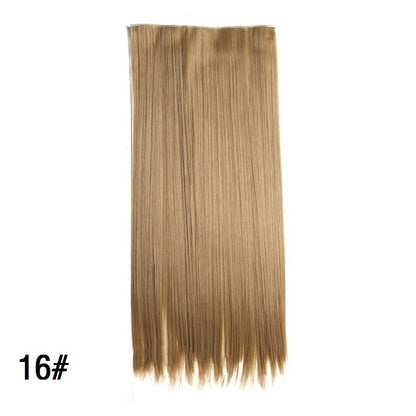 Alongamento de Cabelo Sintético Invisible Hair Extensions com 5 Clipes, 60cm, Liso, Resistente ao Calor, para Mulheres
