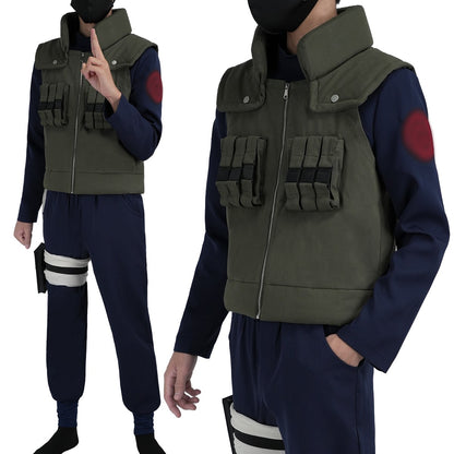 HOLOUN Anime Hatake Kakashi Cosplay Costume Vest T-shirt Pants Pouch Cos Convention Gift Halloween Christmas