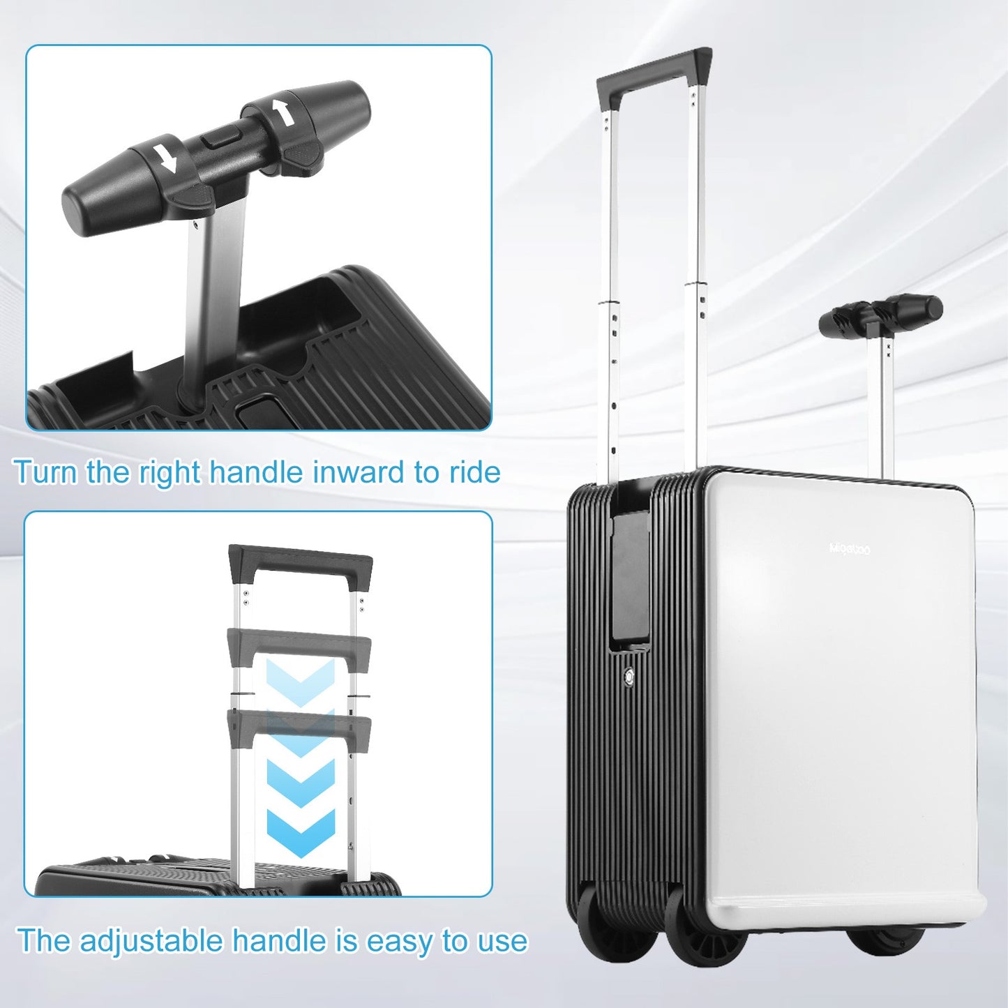 20inch Electric Smart Rideable Luggage Suitcase with Lock, 40L Large Capacity Effortless Traveling Carry-on Luggage