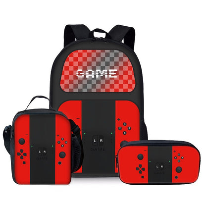 Luxo Popular Engraçado console de jogos Impressão 3D 3pçs/Conjunto Mochilas Escolares para Alunos Mochila para Notebook Bolsa de Almoço Estojo de Lápis