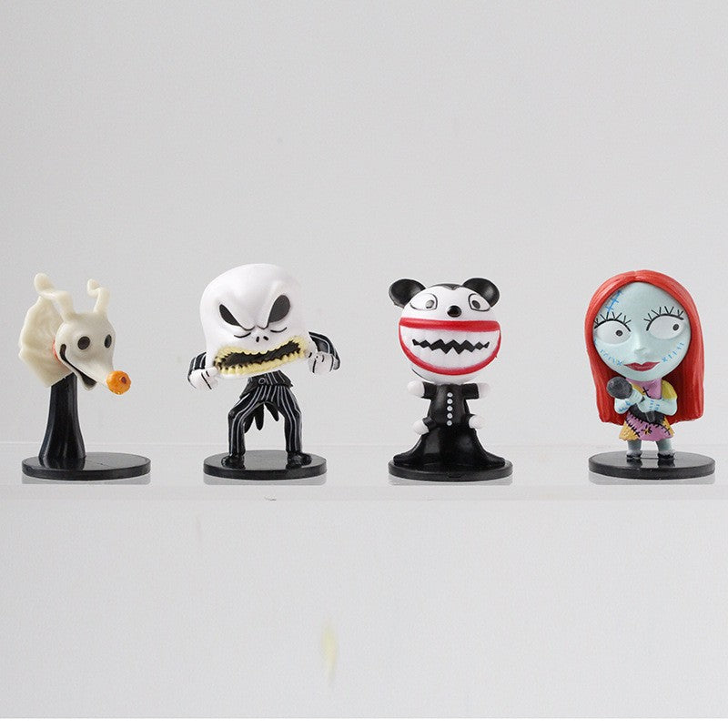 8 Peças / Conjunto Desenho Animado O Pesadelo Sally Skellington Jack Boneco de Ação de Brinquedo Natal PVC Modelo Estatueta de Vinil Presente de Halloween